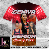 SENIOR CUSTOM 3D  SPORTS T-SHIRT ( FRONT ONLY)